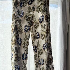 Rewash Leaf Patterned Sheer Pants